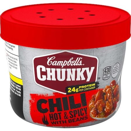 Campbells Hot & Spicy With Beans Chili Microwaveable Soup 15.25 oz., PK8 000015905